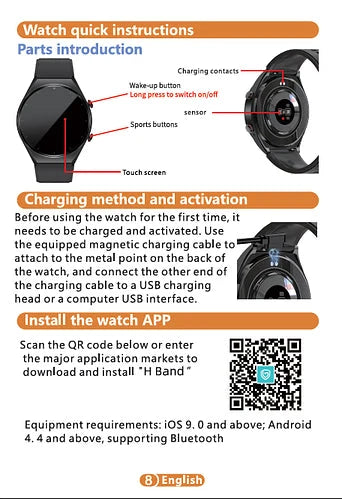 Smartwatch Blood Pressure ECG & Blood Sugar Monitor