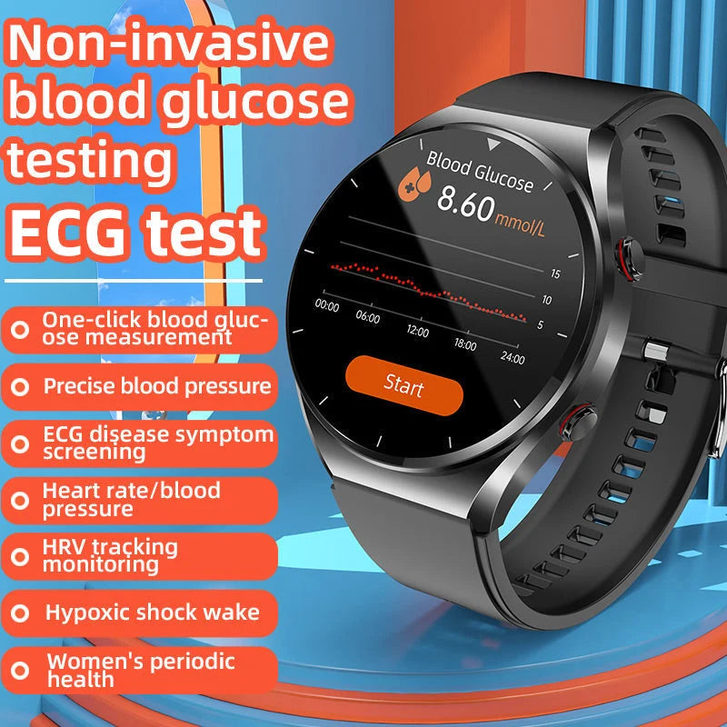 Smartwatch Blood Pressure ECG & Blood Sugar Monitor
