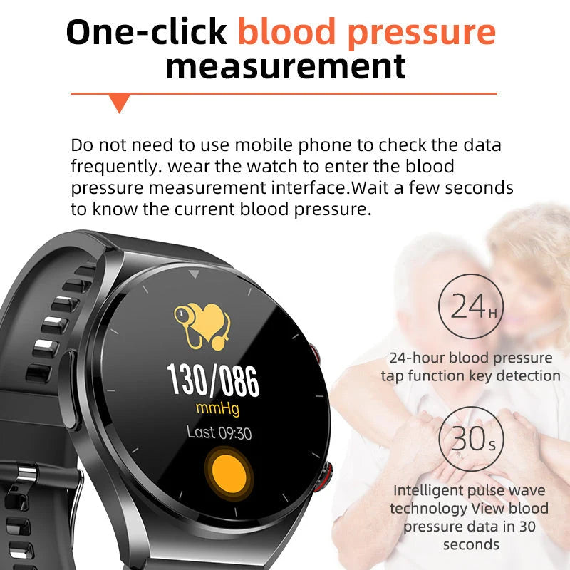 Smartwatch Blood Pressure ECG & Blood Sugar Monitor