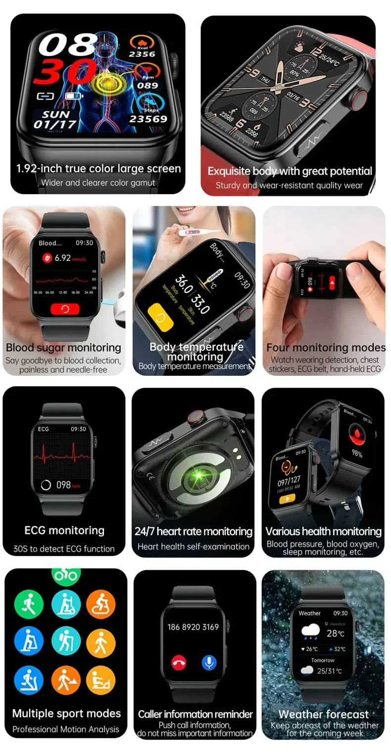 Smartwatch ECG & Blood Glucose 7 Day Battery