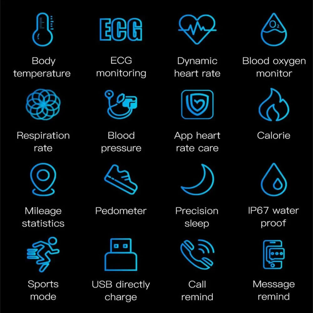 Smartwatch ECG & Blood Pressure Monitoring Sleep Tracking
