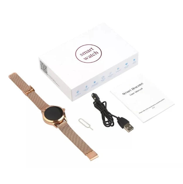 Smartwatch Heart Rate & Blood Pressure Interchangeable Bands Metallic Finish
