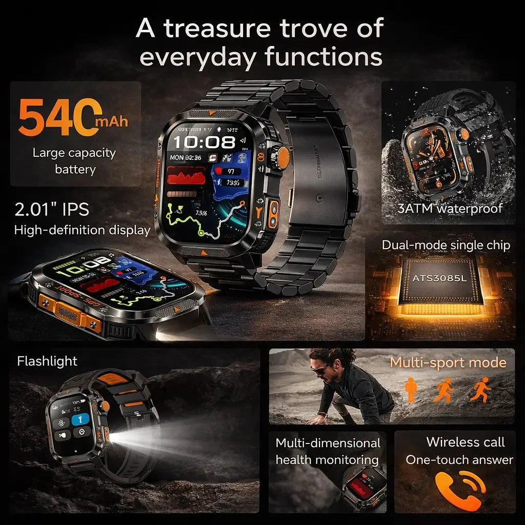 Smartwatch Multi-Satellite GPS Health Monitoring 30-Day Battery