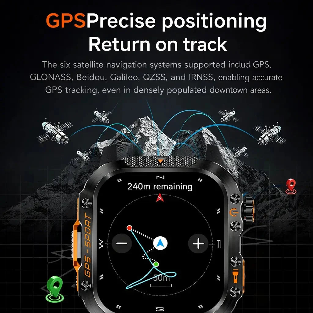 Smartwatch Multi-Satellite GPS Health Monitoring 30-Day Battery