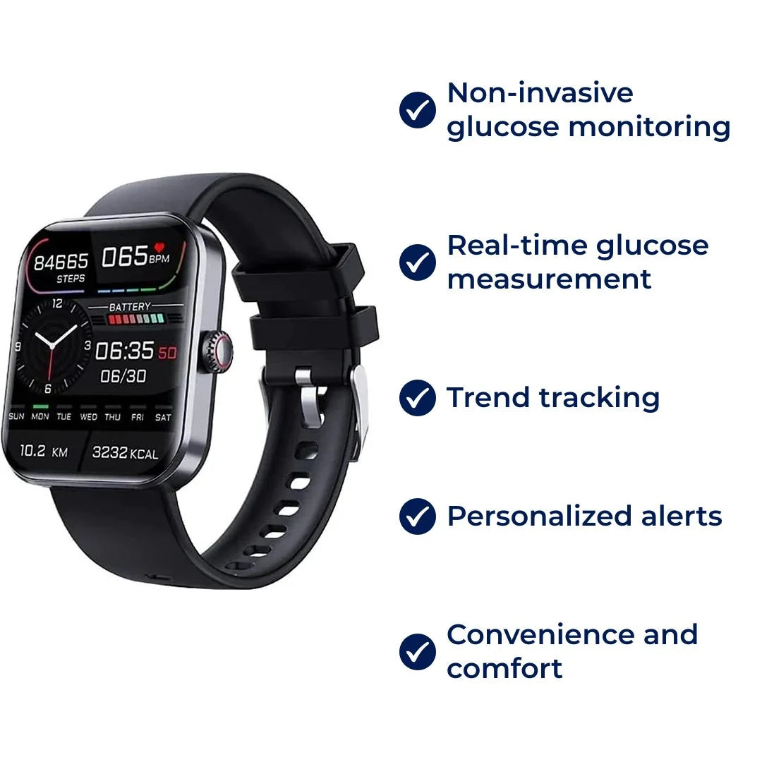 Smartwatch Non-Invasive Glucose Monitor Real-Time Alerts