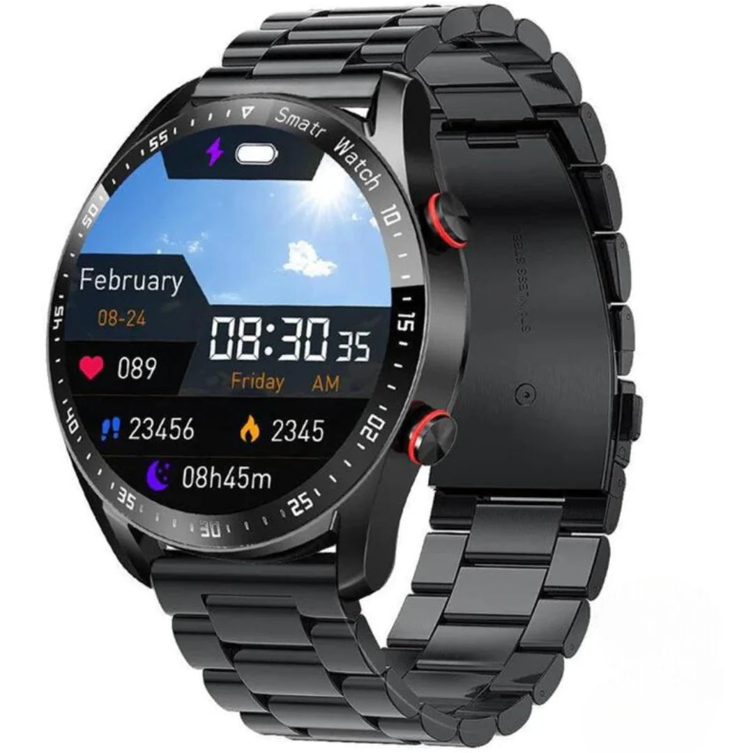 Smartwatch Stainless Steel Built-In Speaker & Bluetooth 7-Day Battery
