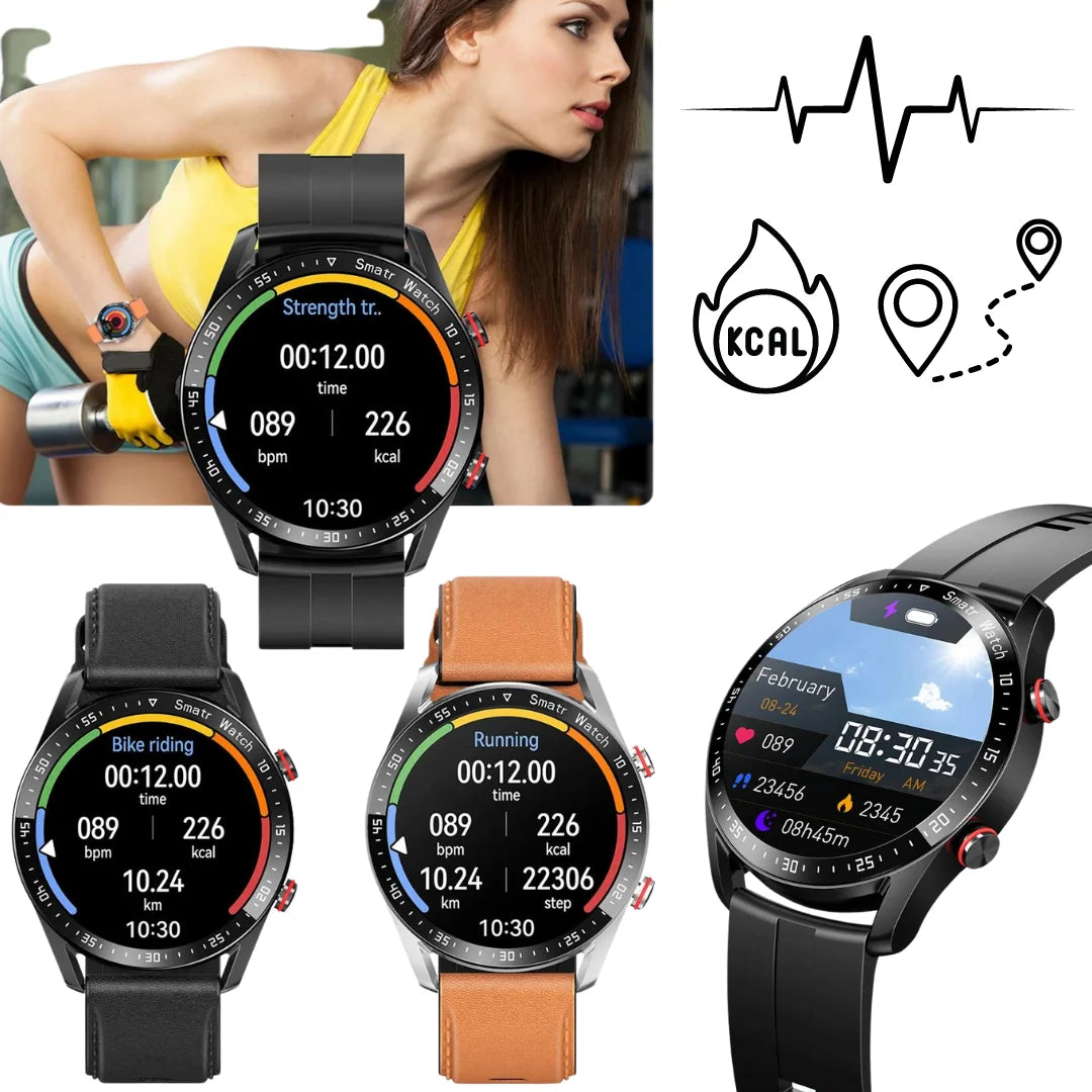 Smartwatch Stainless Steel Built-In Speaker & Bluetooth 7-Day Battery