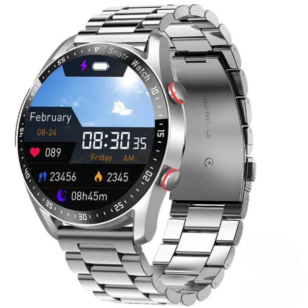 Smartwatch Stainless Steel Built-In Speaker & Bluetooth 7-Day Battery