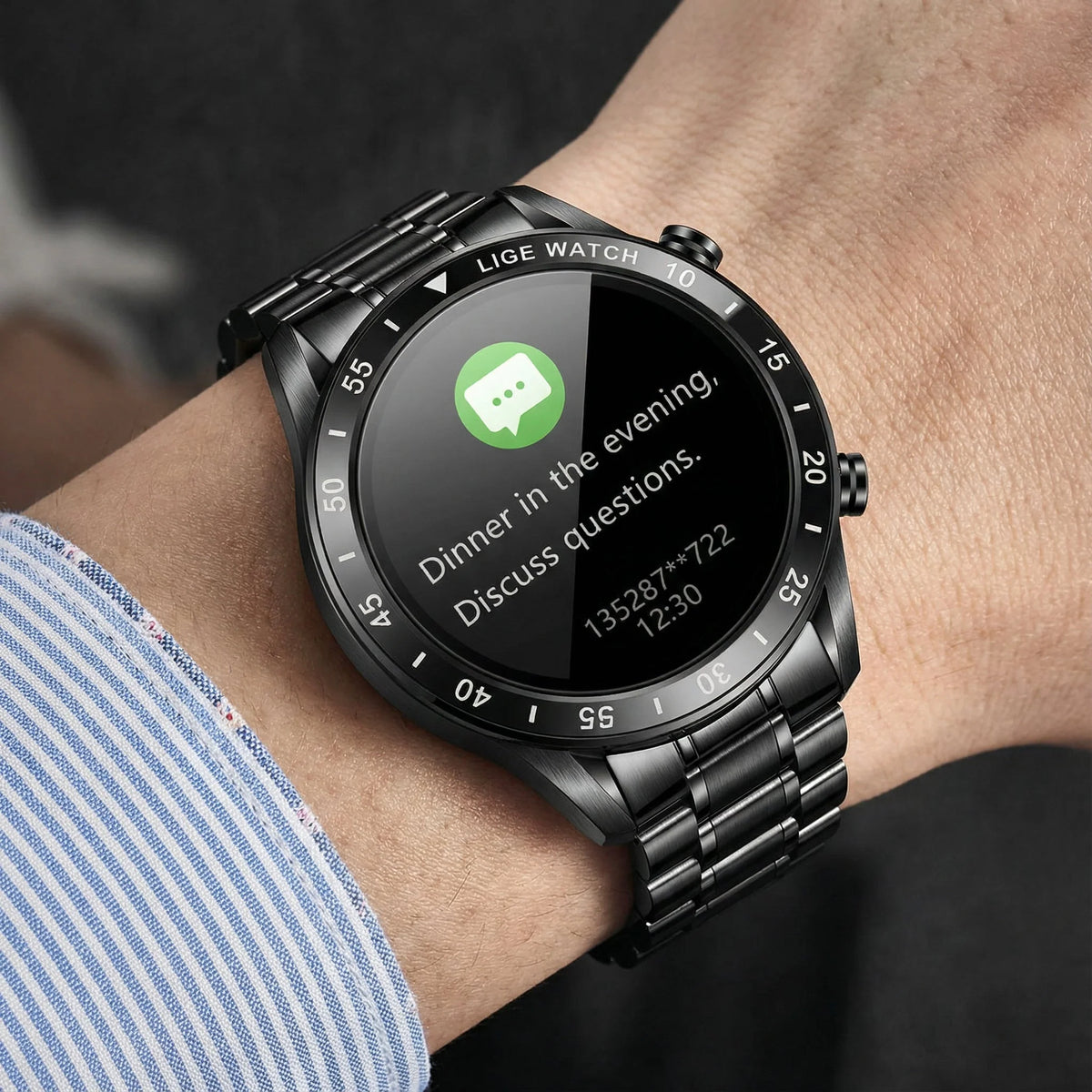 Smartwatch Touchscreen Notifications Adjustable Wristband