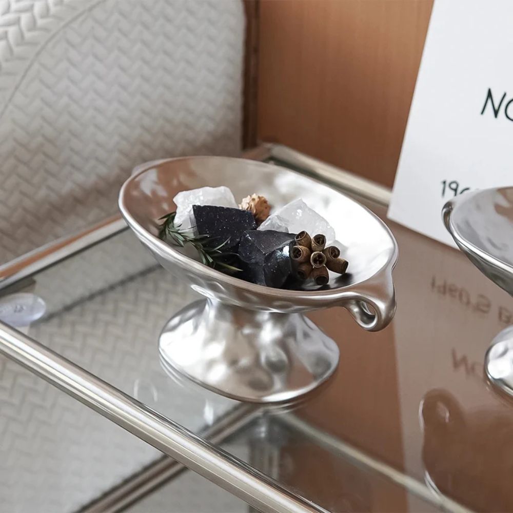 Smooth Ceramic Dual-Handle Oval Catchall Tray