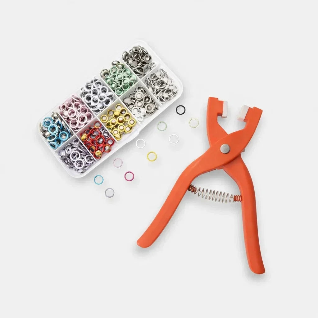 Snap Button Pliers Ergonomic Spring-Action & Storage Box