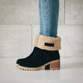 Snow Boots Waterproof Leather Faux Wool Lining Non-Skid Sole