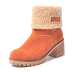 Snow Boots Waterproof Leather Faux Wool Lining Non-Skid Sole