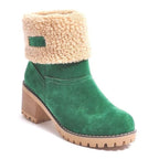 Snow Boots Waterproof Leather Faux Wool Lining Non-Skid Sole