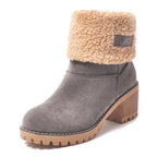Snow Boots Waterproof Leather Faux Wool Lining Non-Skid Sole