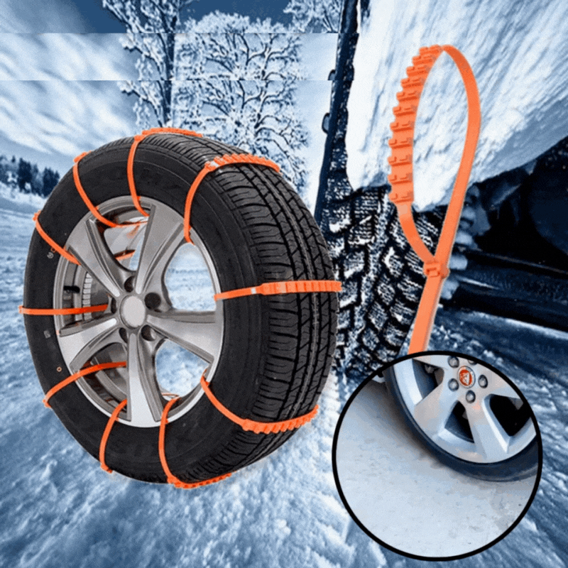 Snow Chains Studded Tool-Free Fits 6.5–10.5 Inch Tires