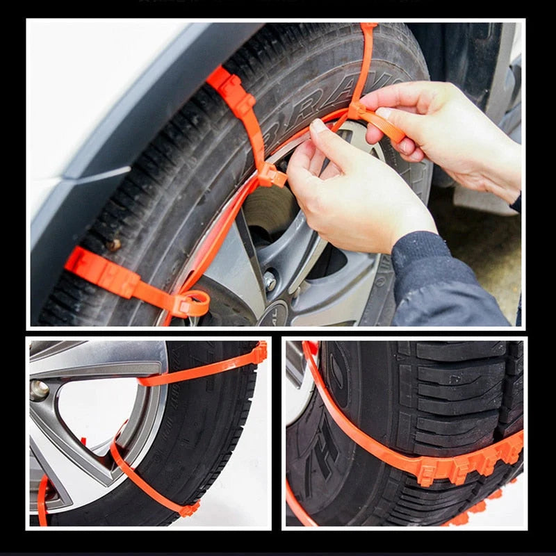 Snow Chains Studded Tool-Free Fits 6.5–10.5 Inch Tires