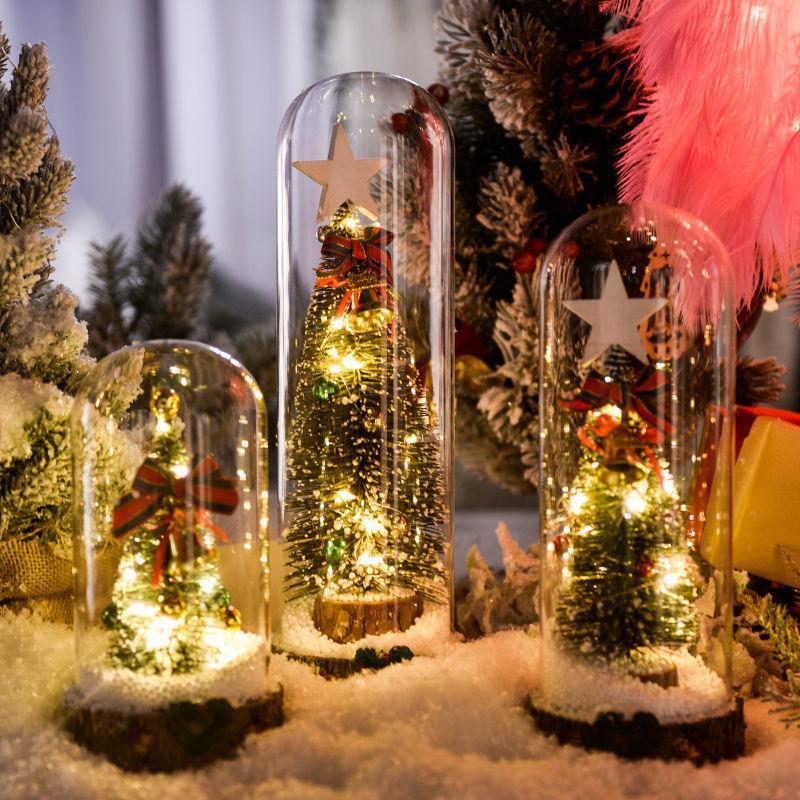 Snow Globe LED-Lit Glass Dome Wooden Base