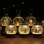 Snow Globe Lamp Warm LED Glass Globe Wooden Base