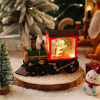 Snow Globe Lamp Warm LED Glass Globe Wooden Base