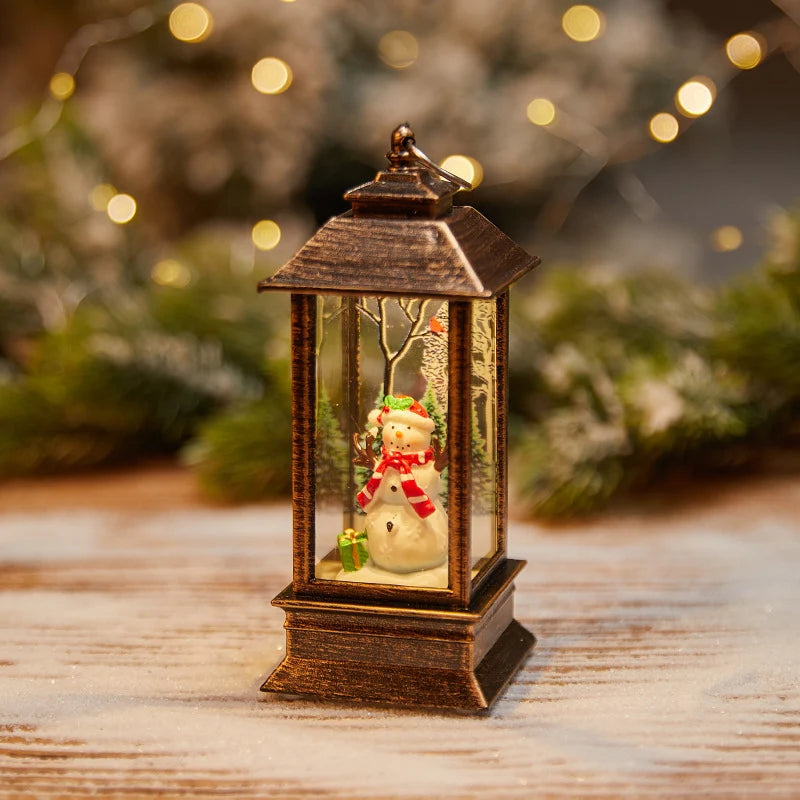 Snow Globe Lamp Warm LED Glass Globe Wooden Base