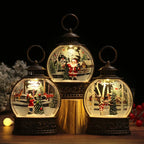 Snow Globe Lamp Warm LED Glass Globe Wooden Base