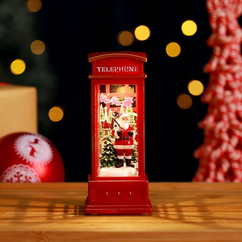 Snow Globe Lamp Warm LED Glass Globe Wooden Base