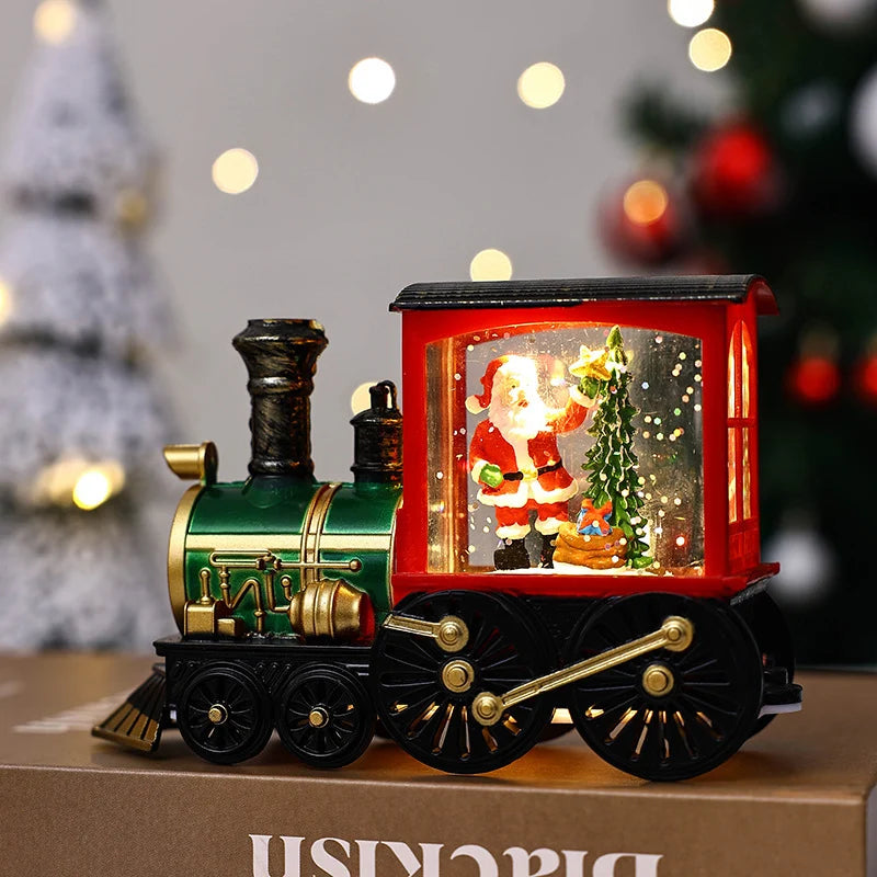 Snow Globe Lamp Warm LED Glass Globe Wooden Base