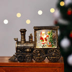 Snow Globe Lamp Warm LED Glass Globe Wooden Base