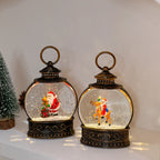 Snow Globe Lamp Warm LED Glass Globe Wooden Base