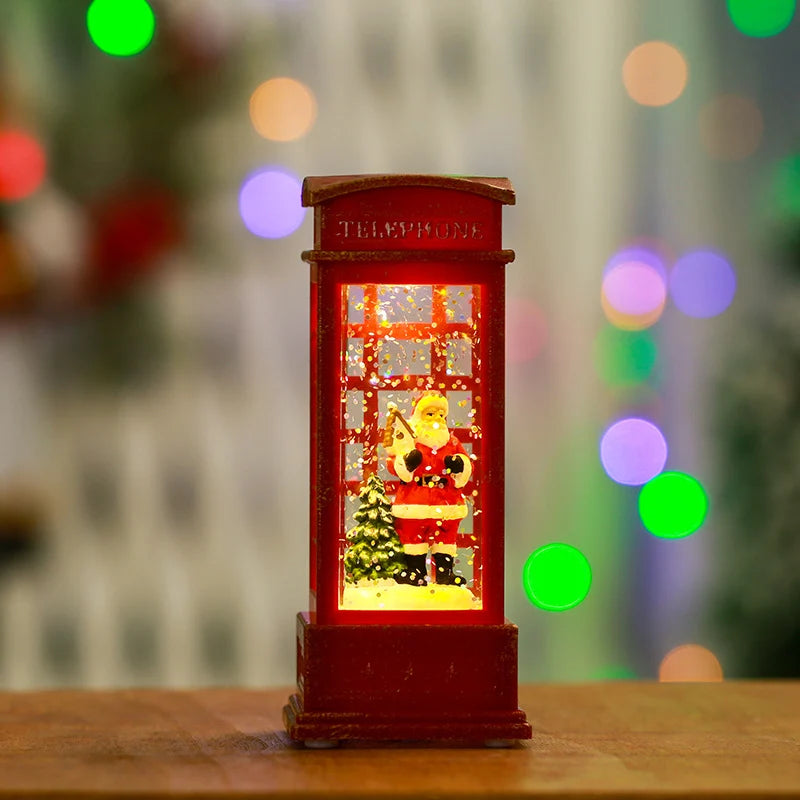Snow Globe Lamp Warm LED Glass Globe Wooden Base