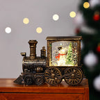 Snow Globe Lamp Warm LED Glass Globe Wooden Base