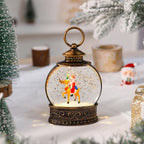 Snow Globe Lamp Warm LED Glass Globe Wooden Base