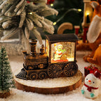 Snow Globe Lamp Warm LED Glass Globe Wooden Base