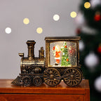 Snow Globe Lamp Warm LED Glass Globe Wooden Base