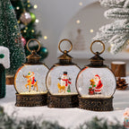 Snow Globe Lamp Warm LED Glass Globe Wooden Base