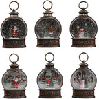 Snow Globe Lamp Warm LED Glass Globe Wooden Base