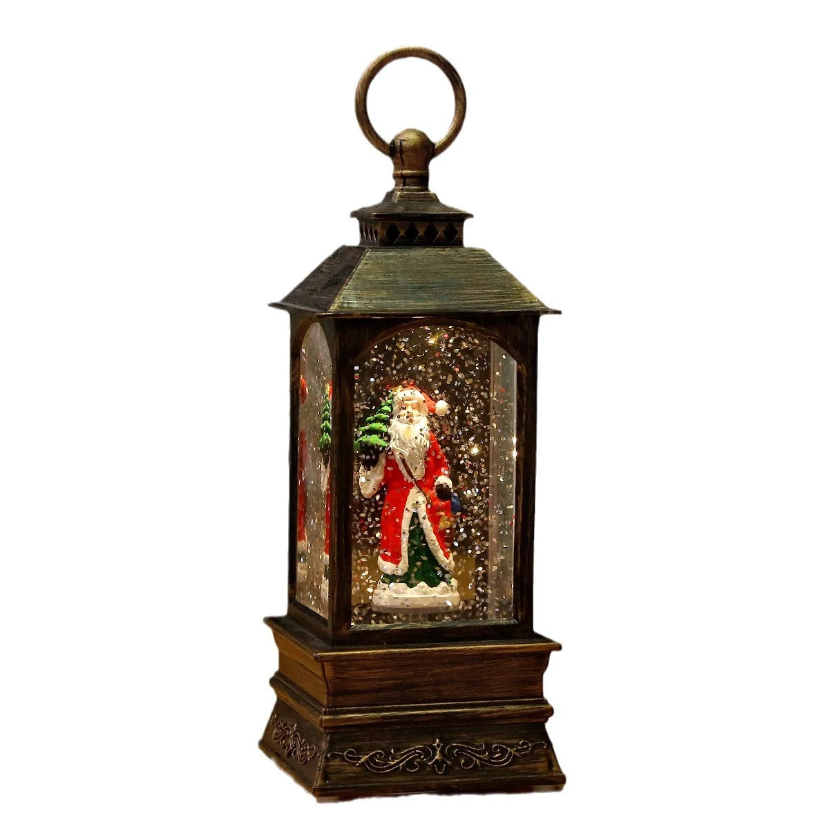 Snow Globe Lantern Illuminated Figurine & Snowfall Effect