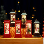 Snow Globe Lantern LED Shimmering Snow & Santa Scene