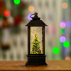 Snow Globe Lantern LED Shimmering Snow & Santa Scene