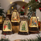 Snow Globe Lantern Snowman Scene & LED Light