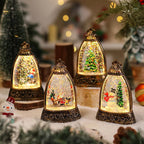 Snow Globe Lantern Snowman Scene & LED Light