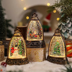 Snow Globe Lantern Snowman Scene & LED Light
