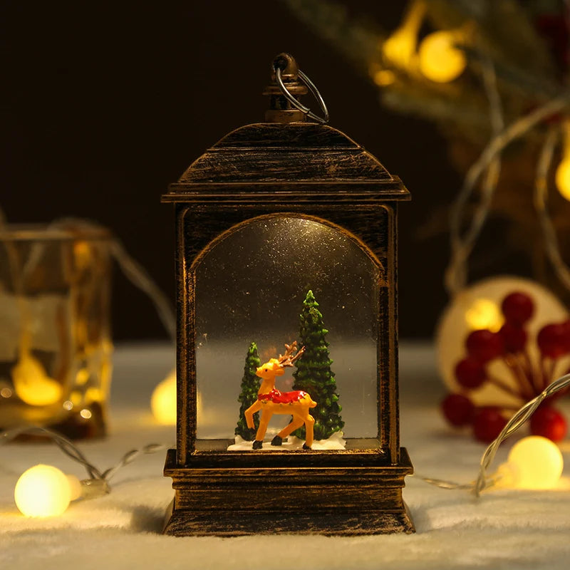 Snow Globe Lantern Sparkling Snow Effect & Warm Light