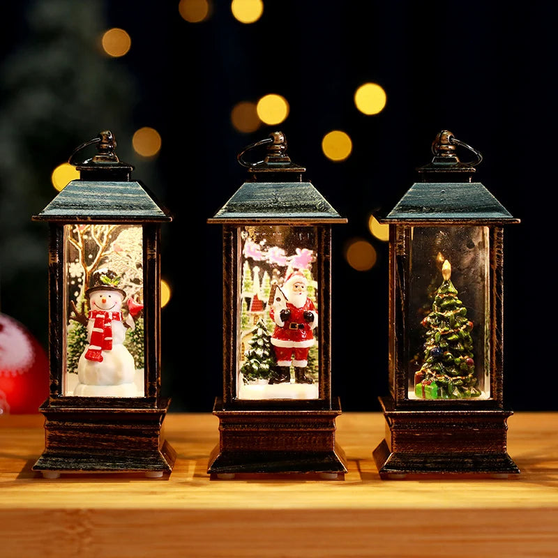 Snow Globe Lantern Sparkling Snow Effect & Warm Light