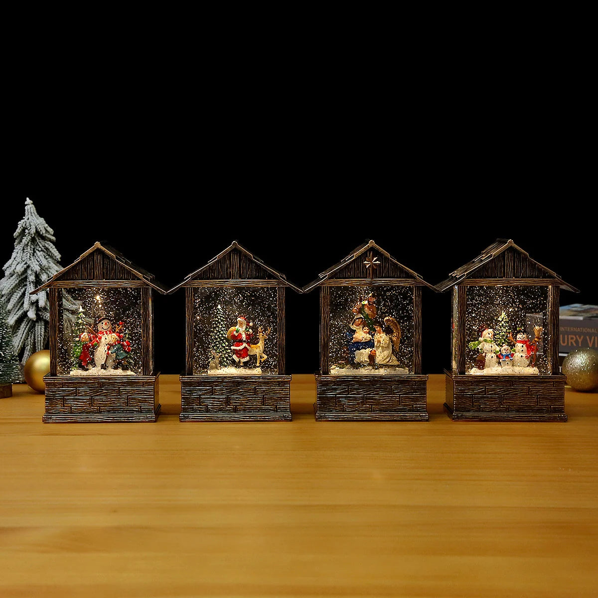 Snow Globe Nostalgic Santa Scene Subtle LED Lighting