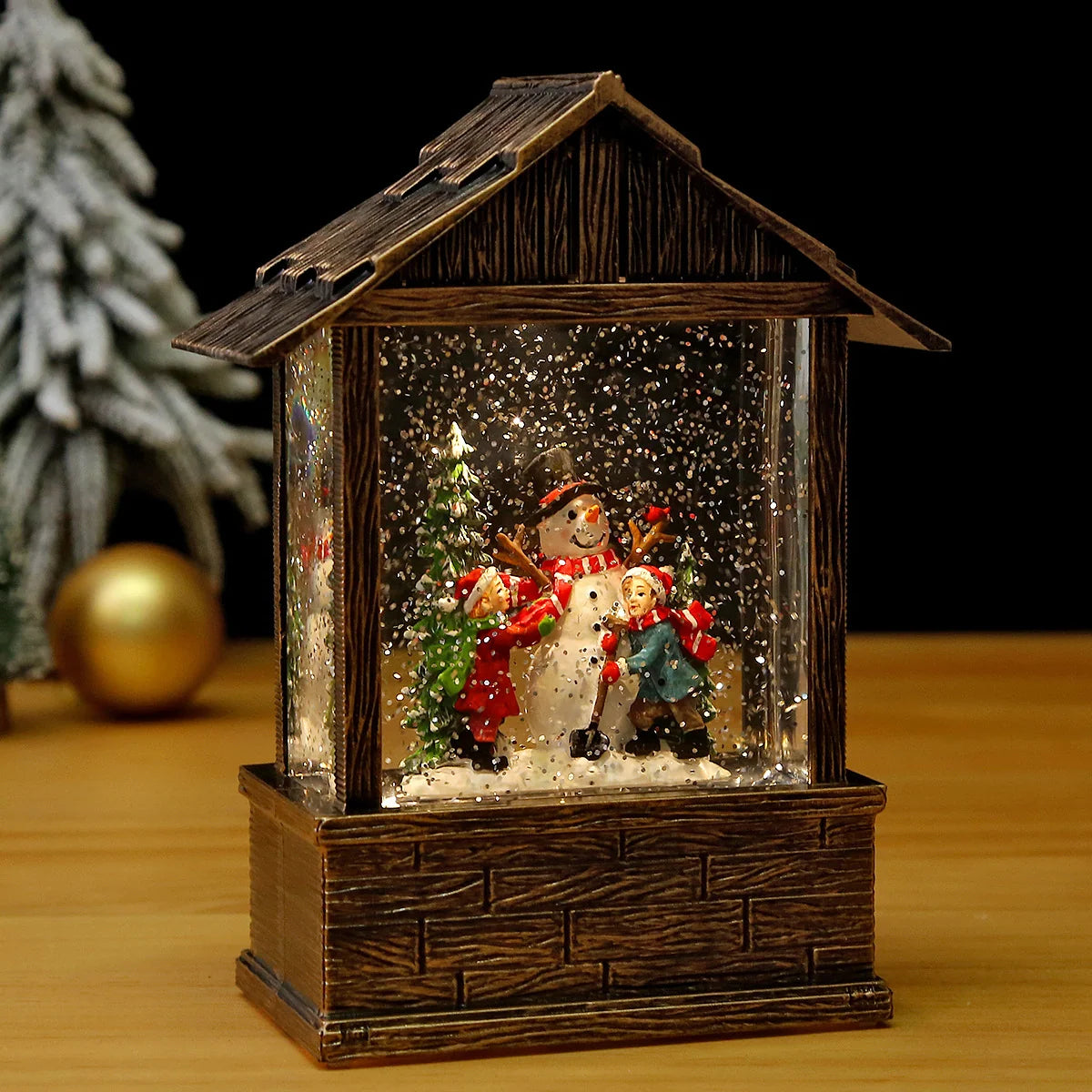 Snow Globe Nostalgic Santa Scene Subtle LED Lighting