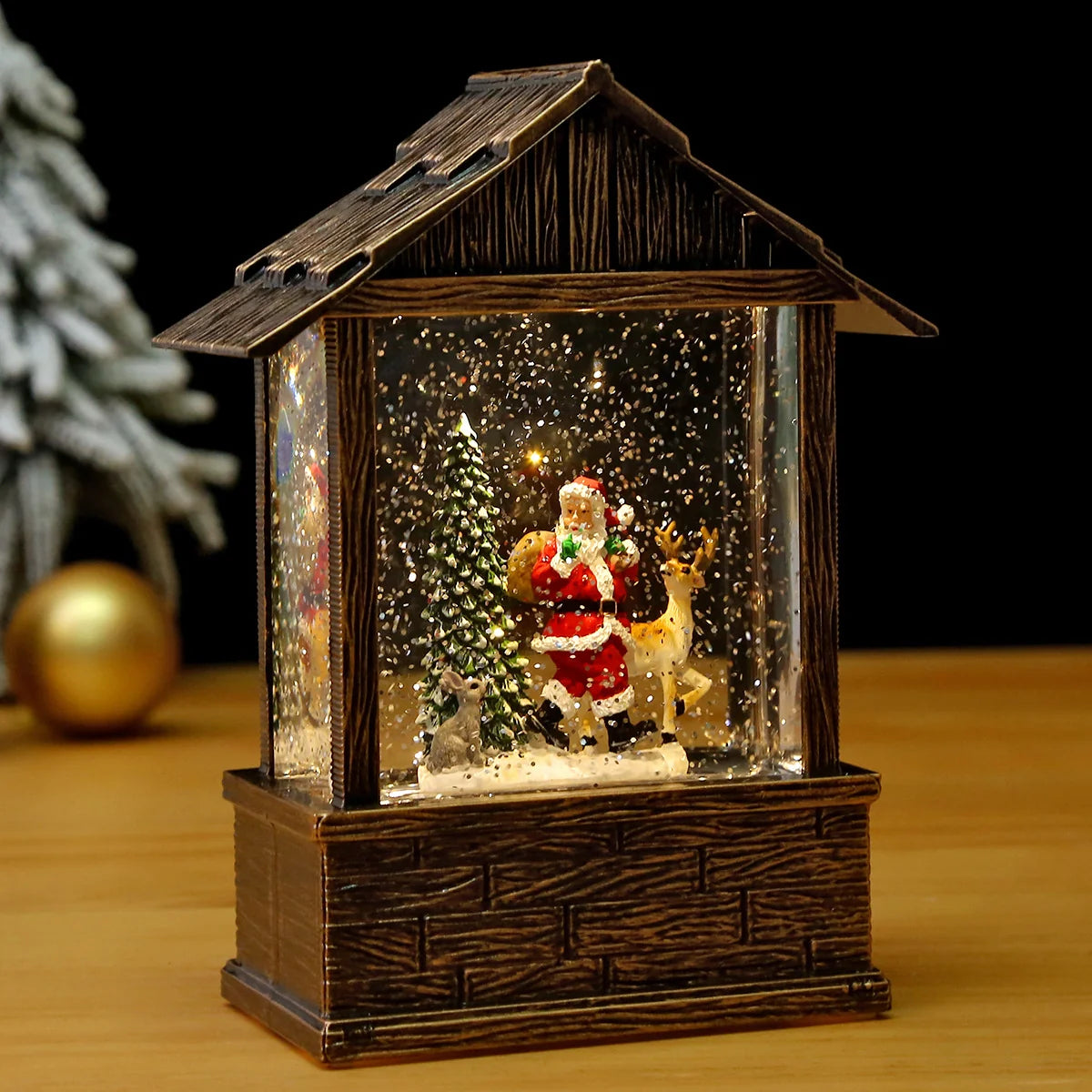 Snow Globe Nostalgic Santa Scene Subtle LED Lighting