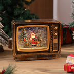 Snow Globe Retro TV Design Santa & Reindeer Scene