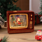 Snow Globe Retro TV Design Santa & Reindeer Scene